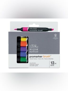 Winsor & Newton ProMarker Brush Set - Vibrant Multicolor (12+1 Pc)